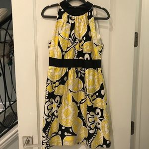 Milly Dress Silk Yellow Black White Size 6